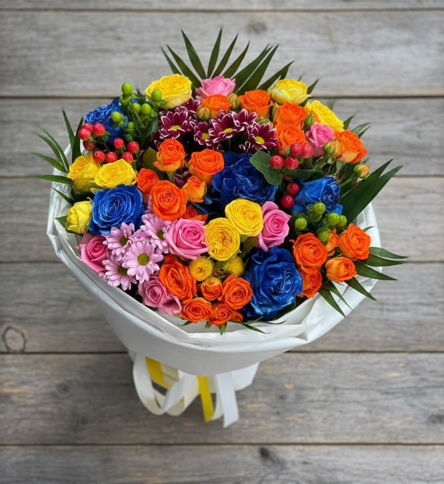 Букет цветов из: Розы и Хризантемы в Лесосибирске