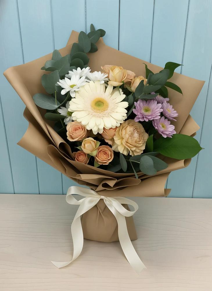 Букет цветов из: Герберы и Хризантемы в Лесосибирске