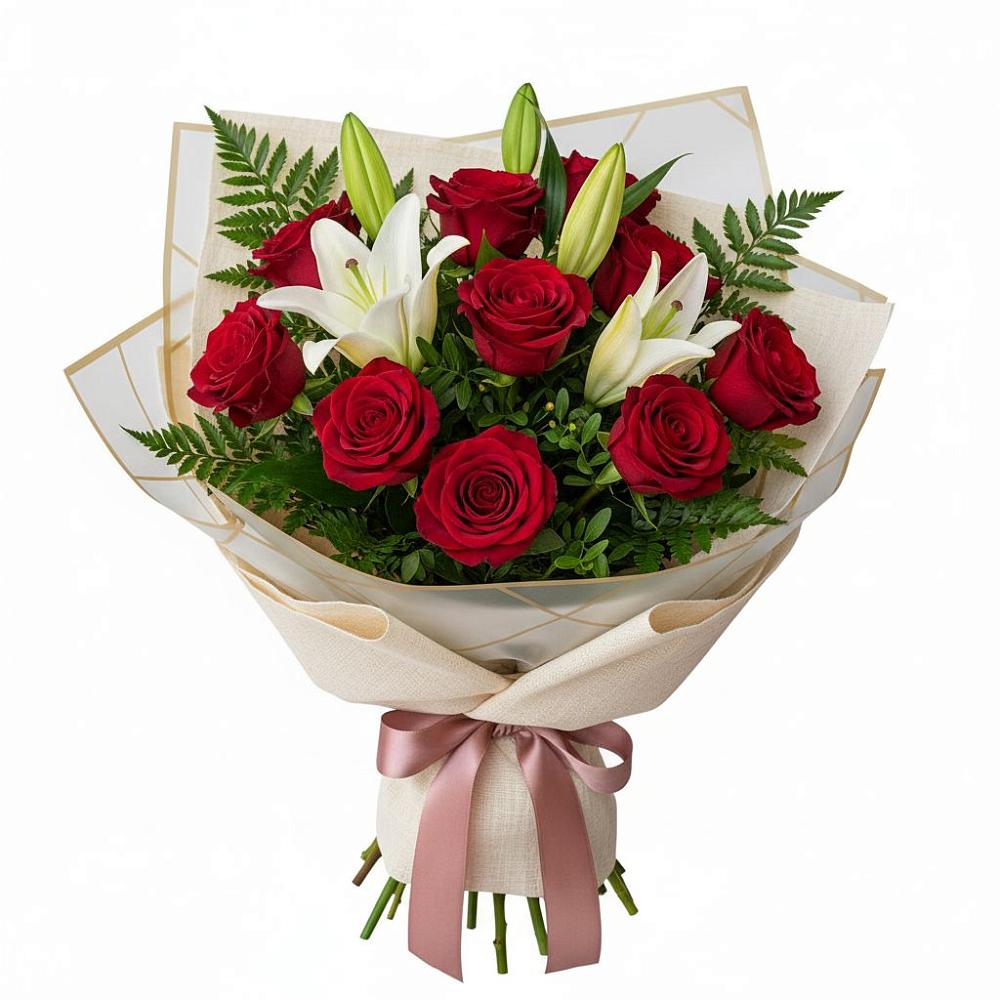 Букет цветов из: Лилии и Розы в Лесосибирске