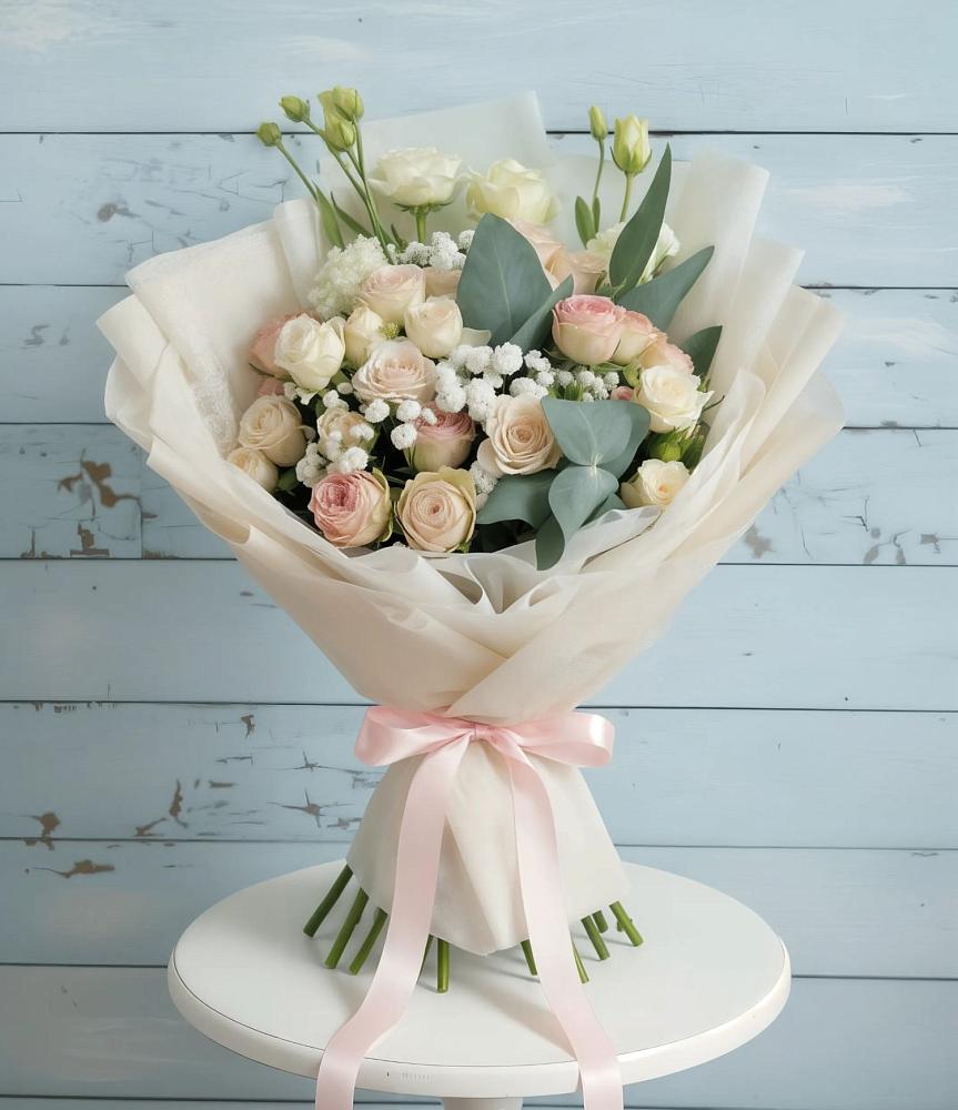 Букет цветов из: Розы и Лизиантусы в Лесосибирске